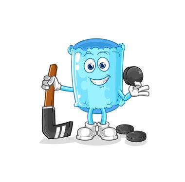 Hokey oynayan destek yastığı. karikatür