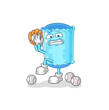 Yastık destekleyici beyzbol atıcısı çizgi filmi. karikatür maskotu vektosu