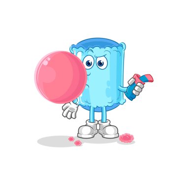 Sakız çiğneyen yastık taşıyıcısı. karikatür