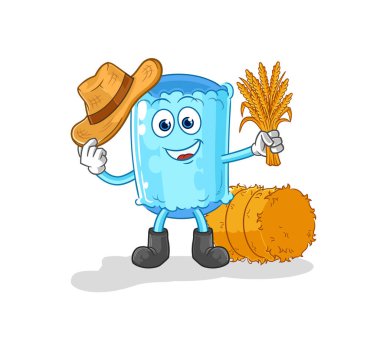 Yastık çiftçisi maskotu. çizgi film vektosu