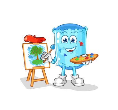 Yastık sanatçısı maskotu. çizgi film vektosu