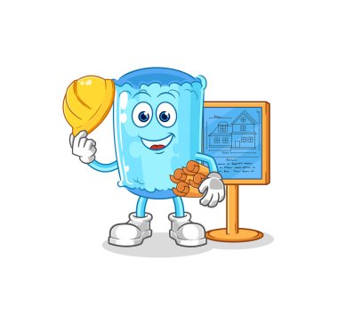 Yastık Yastığı Architect çizimi. karakter vektosu