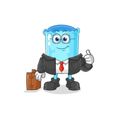 Yastık destekleyici ofis çalışanı maskotu. çizgi film vektosu