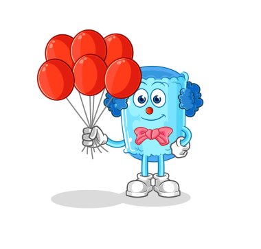 Balon vektörlü destekçi yastık palyaçosu. karikatür