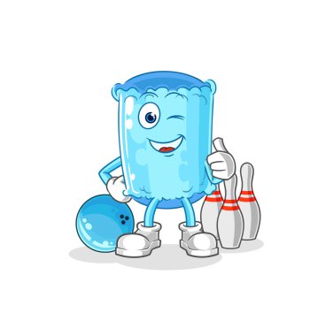 Yastık destekleyici bowling illüstrasyonu. karakter vektosu