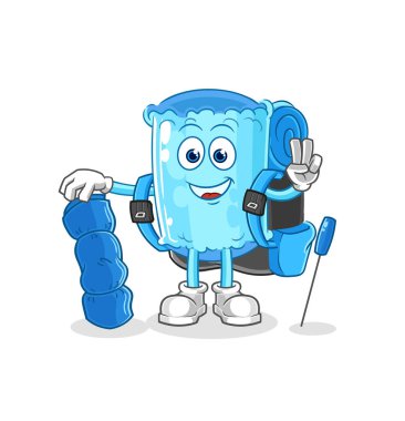 Destek yastığı kamp maskotu olur. çizgi film vektosu