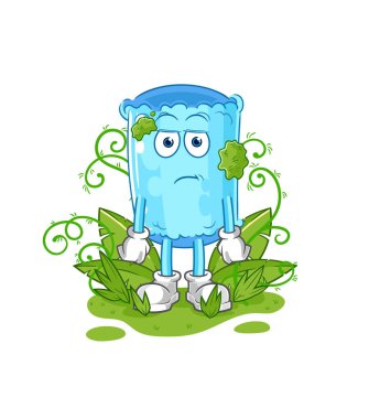 Uzun zamandır maskotluk yapan yastık. çizgi film vektosu