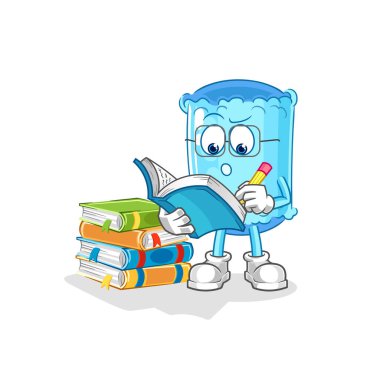 Maskotu araştıran destek yastığı. çizgi film vektosu