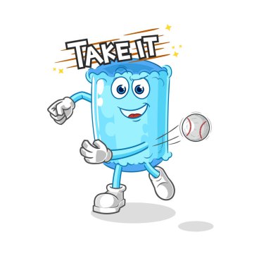 Beyzbol topu fırlatan yastık. karikatür