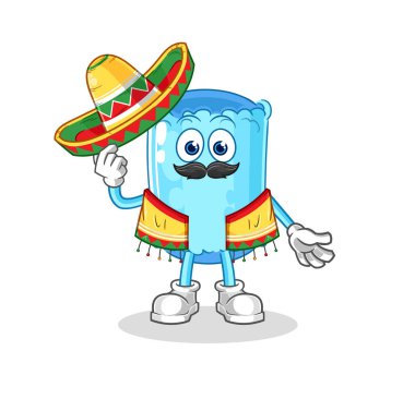 Yastık destekleyici Meksika kültürü ve bayrağı. karikatür maskotu vektosu