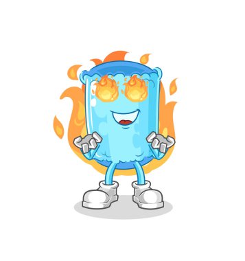 Ateş maskotunun üzerindeki destek yastığı. çizgi film vektosu