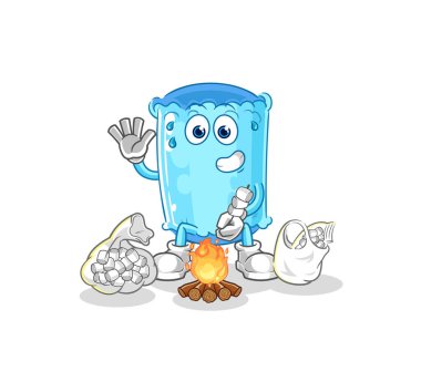 Şekerlemeleri kızartan yastık. karikatür maskotu vektosu