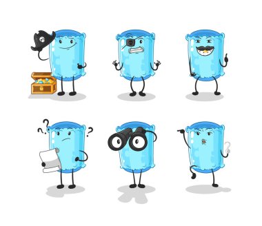 Korsan Korsan grup karakteri. karikatür maskotu vektosu