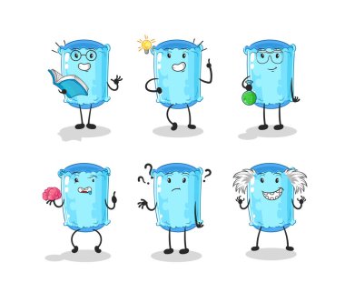 Yastık destekleyici grup karakteri. karikatür maskotu vektosu