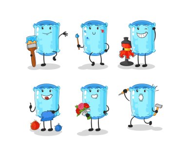 Destekleyici yastık sanatçısı grup karakteri. karikatür maskotu vektosu