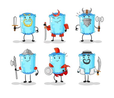 Yastık savaşçısı karakter. karikatür maskotu vektosu