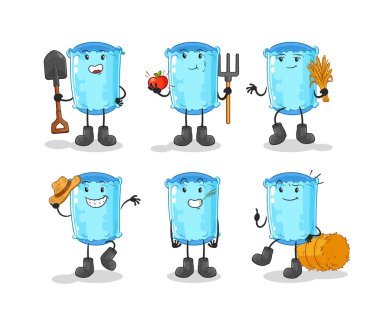 Yastık çiftliği destekleyici grup karakteri. karikatür maskotu vektosu