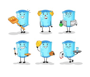 Destekleyici yastık mesleği karakter belirler. karikatür maskotu vektosu