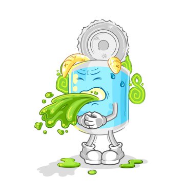 Konserve balıklar çizgi film kusar. karikatür maskotu vektosu