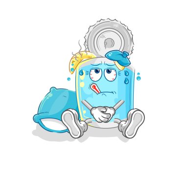 Konserve balık hasta vektörü. karikatür