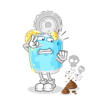 Kokuşmuş atık resimli konserve balık. karakter vektosu