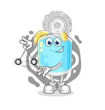 Konserve balık hipnotize edici çizgi film. karikatür maskotu vektosu