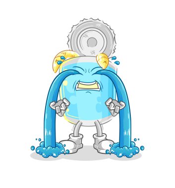 Konserve balık ağlayan illüstrasyon. karakter vektosu