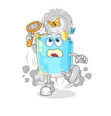 Konserve balık kelebek resmi yakalar. karakter vektosu