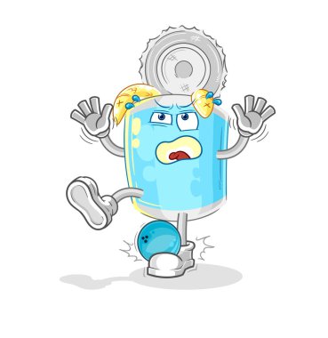 Bowling karikatüründeki balık konservesi. karikatür maskotu vektosu