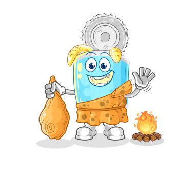 Konserve balık antik çizgi filmi. karikatür maskotu vektosu