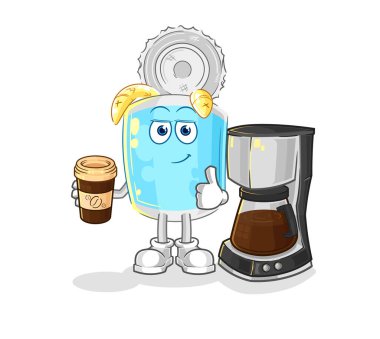 Konserve balık kahve illüstrasyonu içiyor. karakter vektosu