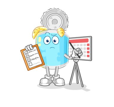 Konserve balık takvimi vektörü. karikatür