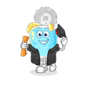 Balık konservesi mezuniyet vektörü. karikatür