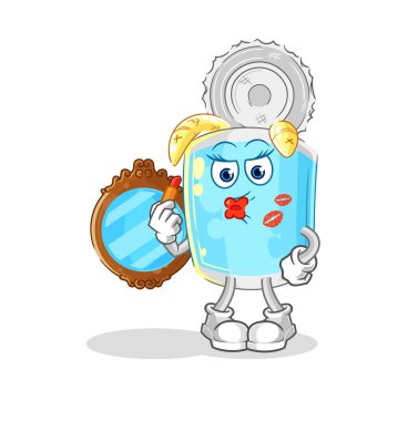 Konserve balık maskot olur. çizgi film vektosu