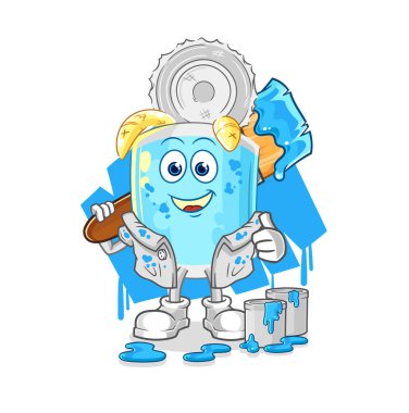 Konserve balık ressamı çizimi. karakter vektosu