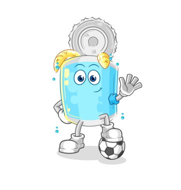 Futbol oynayan konserve balıklar. karakter vektosu