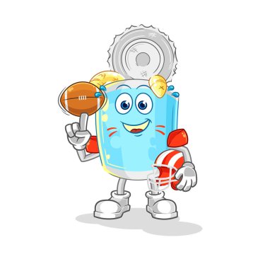 Rugby oynayan konserve balığı. karikatür maskotu vektosu