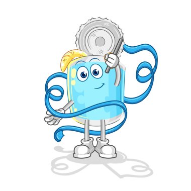 Konserve balık Ritmik Jimnastik maskotu. çizgi film vektosu