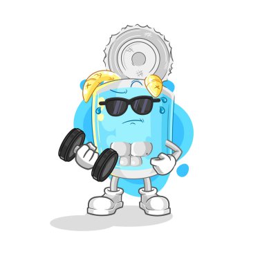 Konserve balık dambıl taşıyıcısı. karikatür