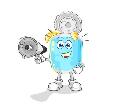 Konserve balık hoparlör vektörünü tutuyor. karikatür