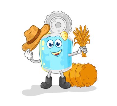 Konserve balık çiftçisi maskotu. çizgi film vektosu