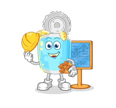 Konserve balık mimar çizimi. karakter vektosu