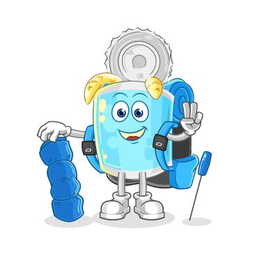 Konserve balık kamp maskotudur. çizgi film vektosu