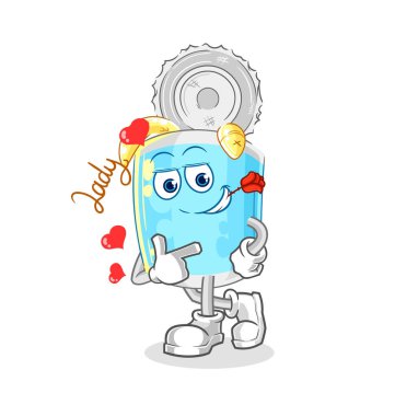 Balık konservesi resimle flört ediyor. karakter vektosu