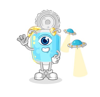 Konserve balık uzaylı çizgi film maskotu.