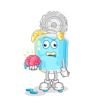 Konserve balık, beyin vektörü yok. karikatür