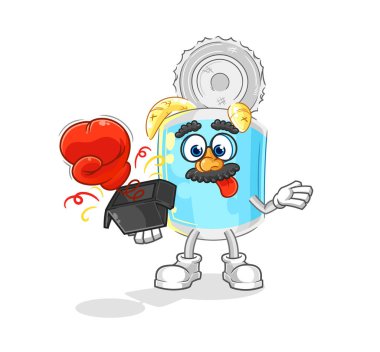 Kutudaki konserve balık şaka eldiveni. çizgi film maskotu