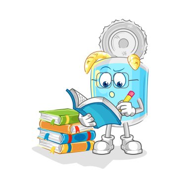 Konserve balık maskot üzerinde çalışıyor. çizgi film vektosu