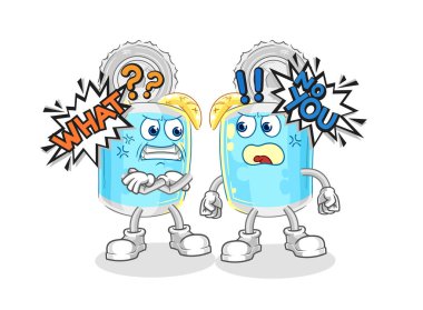 Konserve balıklar birbirlerini karikatür vektosu ile tartışıyor.