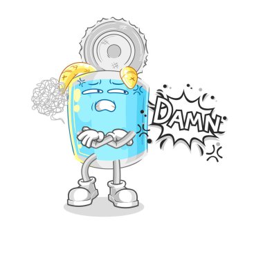 the canned fish very pissed off illustration. character vecto